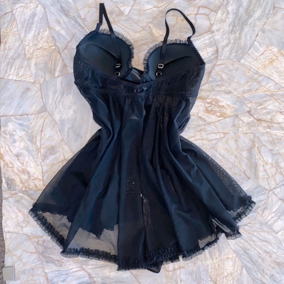 Victoria’s Secret Babydoll 36B Sheer Bling Rhinestones Push Up Sexy Little Thing - Picture 4 of 15